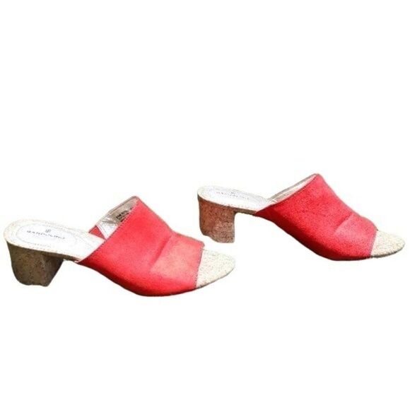 Bandolino Sandals Womens 8.5  BD7Seathra Slide On 2.5"‎ Cork Block Heel Coral - Picture 5 of 8